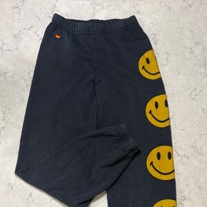 Aviator Nation Kids Navy Joggers with Yellow Smiley Faces